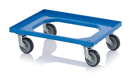 Transportroller blau mit Gummrädern für 60x40 Eurobehälter von AUER