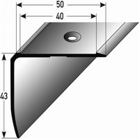 Winkelprofil / Treppenkante Joilette 50 x 43 mm, für Anti-Rutsch-Einlage, Aluminium eloxiert, gebohrt, Typ 374-silber-1000 - silber von AUER