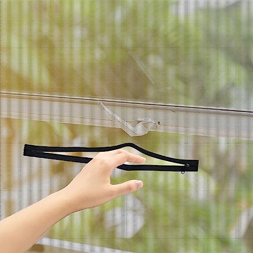 Reißverschluss Fenster Bildschirm Moskitonetz, selbstklebendes Netz Insekt, Moskito Vorhang Netz mit Reißverschluss Öffnen Sie direkt das Fenster (Schwarz, 180x150cm(71x59in)) von AUFIKR