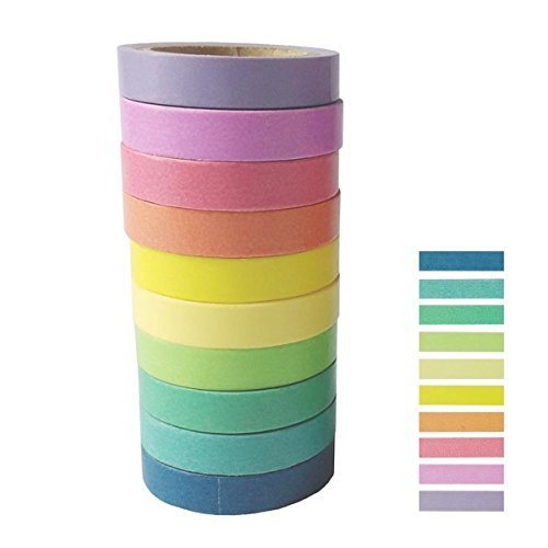 AUFODARA 10x Dekorative DIY Bunt Klebeband Washi Masking Tape (farbe 01#) von AUFODARA