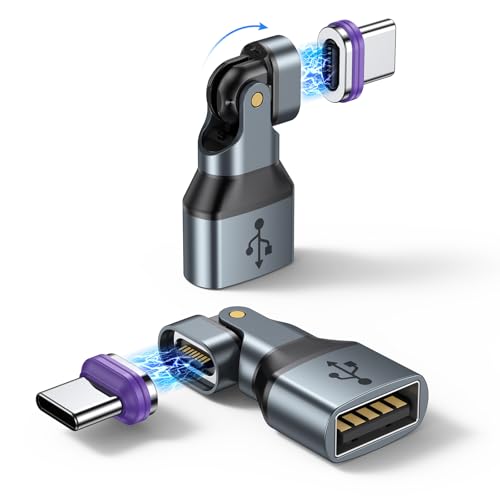 AUFU USB auf USB C Magnet Adapter 2 Stück, 16PIN 18W OTG Adapter USBC 2.0 Type C Magnetischer für Phone 16 15 Pro Max, Mac-Book Pro, Galaxy S25 und Typ C Geräte von AUFU