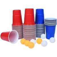 200+20 Premium Beer Pong Becher, Beerpong Partybecher Wiederholbare 100 Red Cups +100 Blue Cups+20 Tischtennisbälle - Aufun von AUFUN