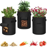 10 Gal Pflanzsack Kartoffel 38L Pflanzen Wiederverwendbar Tasche, mit Klettverschluss Sichtfenster und Griffen, für Erdbeeren, Blumen, Tomaten, von AUFUN