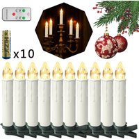 AUFUN 10x LED Weihnachtsbaumkerzen Kabellos Warmweiß mit Batterien, Fernbedienung, Timer Flackern Dimmbar, Christbaumkerzen als Dekoration AUFUN 10x LED Weihnachtsbaumkerzen Kabellos Warmweiß mit Batterien, Fernbedienung, Timer Flackern Dimmbar, Christbaumkerzen als Dekoration von AUFUN