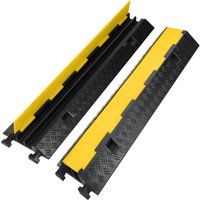 AUFUN 2 Stück Kabelschutzmatte , Kabelbrücke Überfahrschutz für Kabel Draußen Kabelkanal Brücke Rampe Protector für Parkplätze 100x24x5 cm von AUFUN