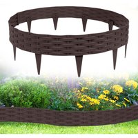 Aufun - 20m Rattan Rasenkante Beeteinfassung mit 20 Elemente á 100 cm, Rattan-Optik Design Beetumrandung Biegbarer Kunststoff (Braun) von AUFUN