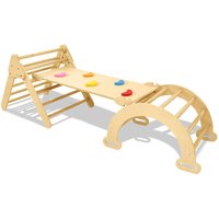 AUFUN 3er Set Kletterdreieck mit Rutsche und Kletterbogen, Holz Kleinkind Klettergerüst Set , Kinder Pickler Dreieck, Baby Rutsche & Klettergerüste AUFUN 3er Set Kletterdreieck mit Rutsche und Kletterbogen, Holz Kleinkind Klettergerüst Set , Kinder Pickler Dreieck, Baby Rutsche & Klettergerüste von AUFUN