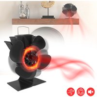 4-Blade Kaminventilator, Stromloser Ventilator für Kamin Holzöfen Öfen, Geräuscharmer Betrieb, Ventilator Ofenventilator Feuerstelle von AUFUN