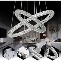 48W Moderne Kristall led Design, Kreative Kronleuchter Hängelampe für Schlafzimmer Wohnzimmer Esszimmer (2 Ring , Kaltweiß, 48W) - Aufun von AUFUN