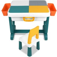 5 in 1 Kindertisch Aktivitätstisch Höhenverstellbarer mit Stühle Set Spieltisch, mit Stauraum, 1 Stühle, Geschenk für Jungen und Mädchen - Aufun von AUFUN