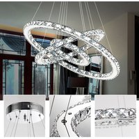72W Moderne Kristall led Design, Kreative Kronleuchter Hängelampe für Schlafzimmer Wohnzimmer Esszimmer (3 Ring , Kaltweiß, 72W) - Aufun von AUFUN