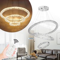 96W Moderne Kristall led Design, Kreative Kronleuchter Hängelampe für Schlafzimmer Wohnzimmer Esszimmer (3 Ring , Dimmbar, 96W) - Aufun von AUFUN