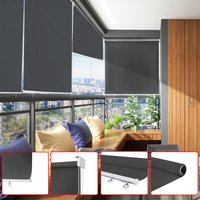 AUFUN Außenrollo Balkon Outdoor Rollo Wetterfest 140 x 140 cm Outdoorrollo Sonnenschutz Balkonrollo UV Schutz, Reflektierende Thermofunktion für von AUFUN