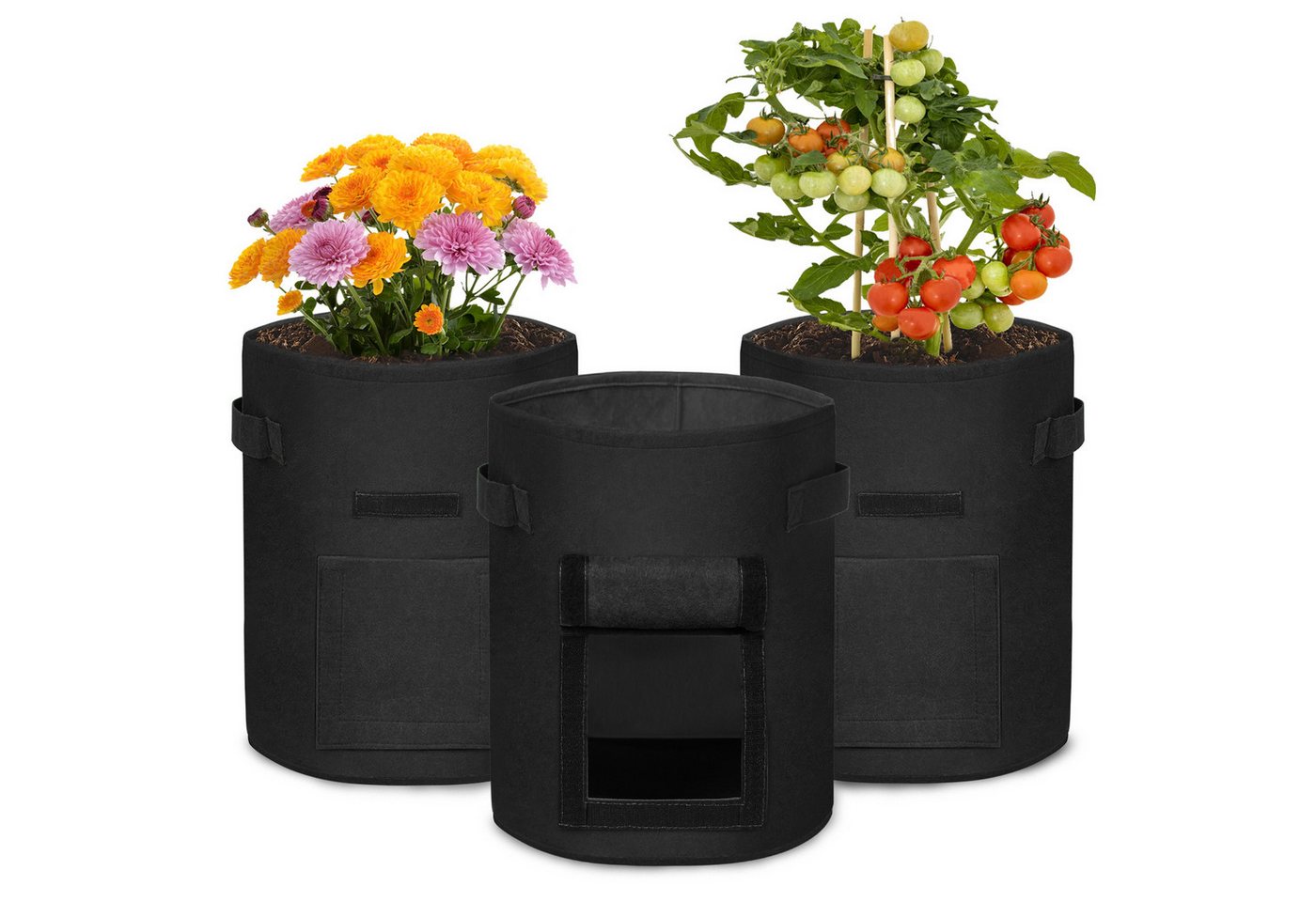 AUFUN Pflanzkübel Pflanzsack aus Vliesstoff 27/38L Tasche mit Klettverschluss (3 St), Pflanztopf Pflanzensack für Kartoffeln,Tomaten,Blumen,Pflanzen,Gemüse von AUFUN