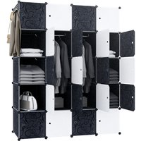 AUFUN DIY Kleiderschrank, Tragbarer Regalsystem, 20 Würfel Schrank aus Kunststoff mit 3 Kleiderstange, XXXL Garderobenschrank Steckregalsystem von AUFUN