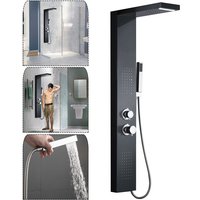 Duschpaneel Edelstahl Duschsystem mit Regendusche, Massagedusche, Duschsäule Duschset mit Handbrause für Badezimmer Duschbrause, Schwarz - Aufun von AUFUN