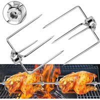 AUFUN Edelstahl Fleischklammer Rotisserie Fleischnadel mit Feststellschraube für BBQ Drehspieß (2 Stück) von AUFUN