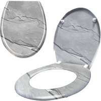 AUFUN Erwachsenen WC-Sitz mit Absenkautomatik und sanfter Schließung, robuste Scharniere und hochwertige Verarbeitung (Marmor) von AUFUN