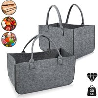 AUFUN Filztaschen 2 Stück Tasche aus Filz, Kaminholzkorb Shopper Faltbar, Holzkorb zur Aufbewahrung von Holz, Zeitungen, Kaminholz (50 x 25 x 25 cm, von AUFUN