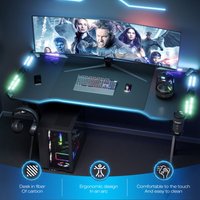 AUFUN Gaming Schreibtisch 140x60 cm Stehpult in Flügelform Gaming Tisch Groß Computertisch PC Spieltisch für zu Hause/Büro X-Frame Eckschreibtisch von AUFUN