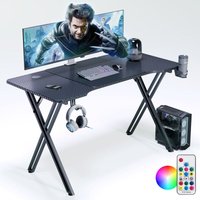 AUFUN Gaming Schreibtisch 140x60 cm Stehpult in Flügelform Gaming Tisch Groß Computertisch PC Spieltisch für zu Hause/Büro X-Frame Eckschreibtisch von AUFUN