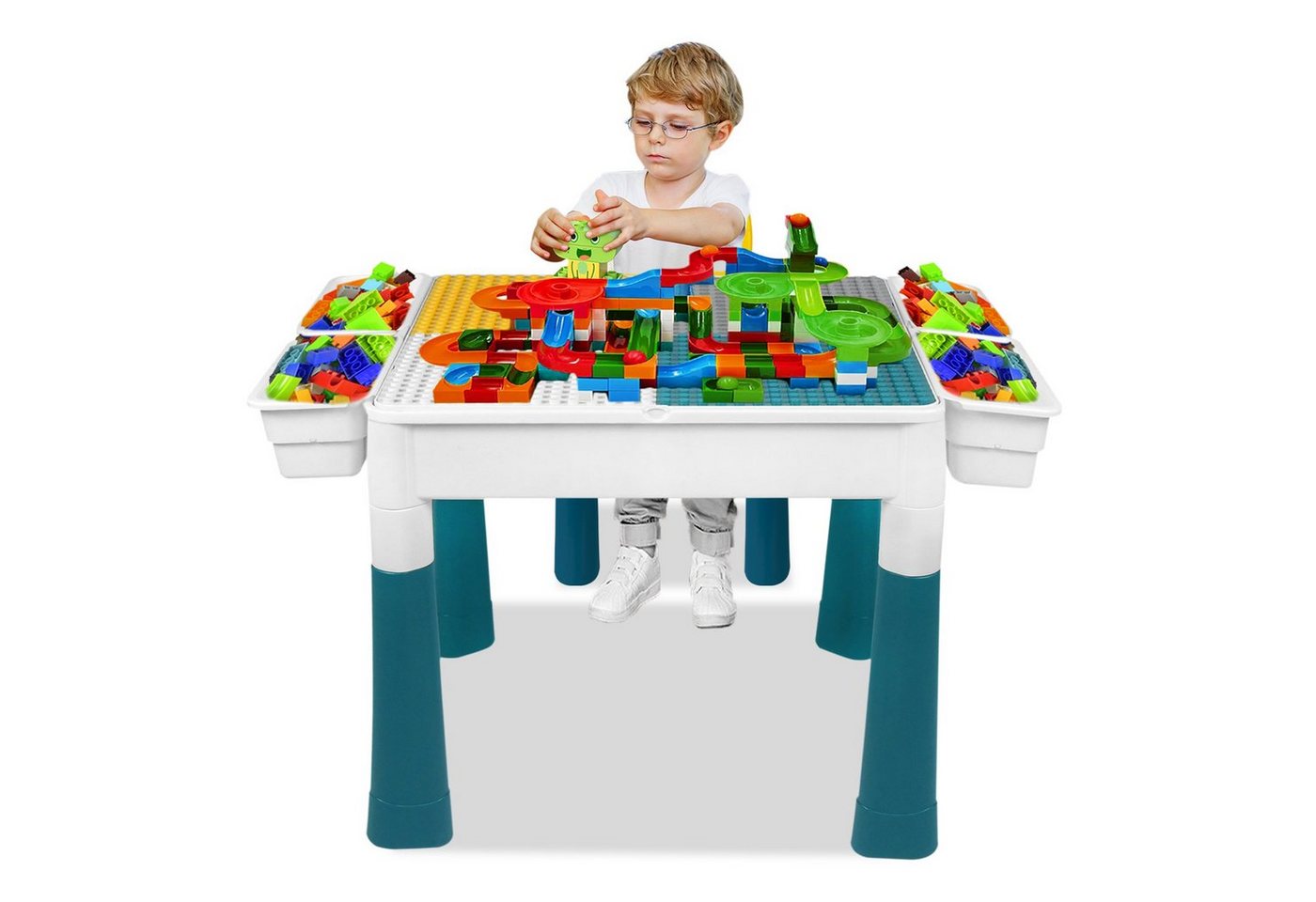 AUFUN Kindersitzgruppe Kindertisch Stuhl Aktivitätstisch Spieltisch mit Bausteine von AUFUN