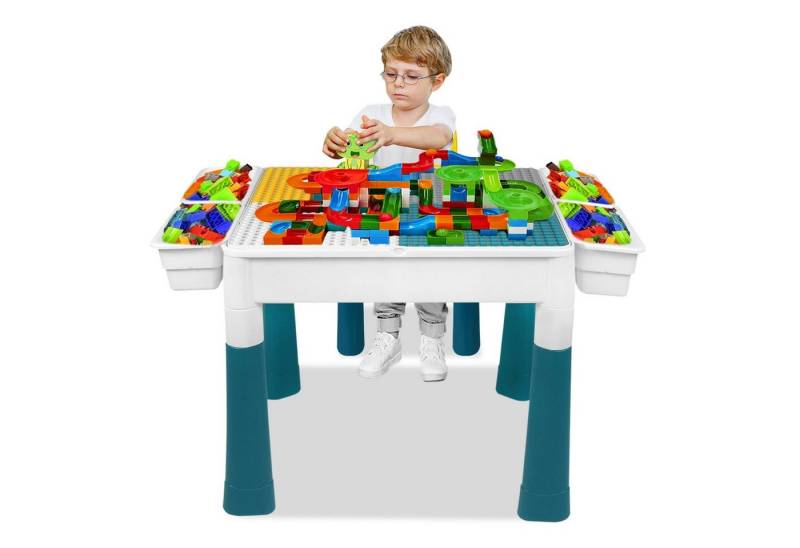 AUFUN Kindersitzgruppe Kindertisch Stuhl Aktivitätstisch Spieltisch mit Bausteine von AUFUN