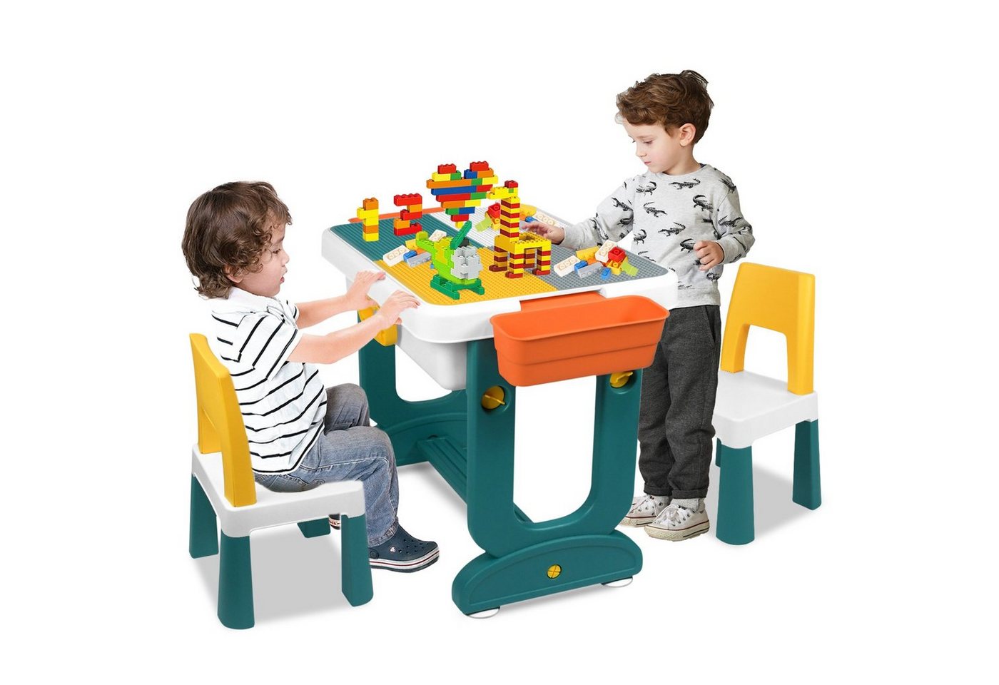 AUFUN Kindersitzgruppe Kindertisch Stuhl Aktivitätstisch Spieltisch mit Bausteine von AUFUN