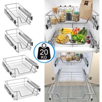 AUFUN Küchenschublade 40cm, Teleskopschublade Vollauszug Küchenschrank Schrankauszug Haushalt Küchenregal 4 Stück von AUFUN
