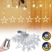 AUFUN LED Lichterkette außen und innen 3M 138 LEDs Deko Sternlichter IP44 Schutz, 8 Modi, mit Timer, Weihnachten Hochzeit Party, Warmweiß (Stern Form) von AUFUN