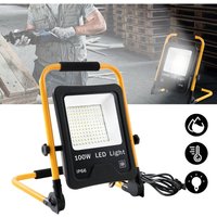 AUFUN LED Strahler Tragbar mit Stecker, LED Baustrahler mit 3m Netzkabel, Baulampe, Klappbügel Flutlicht, Baustelle, Werkstatt, Garage (100W, von AUFUN