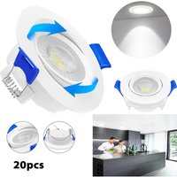 Led Einbaustrahler Flach 20x 5W Einbauleuchte led Spots 230V, Deckenstrahler IP21 für Wohnzimmer, Schlafzimmer, Flur, Kaltweiß - Aufun von AUFUN