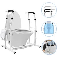 Mobile WC-Aufstehhilfe Toiletten mit Ablagekorb - rutschfest höhenverstellbar Toilettenstützgestell - Toiletten Halteschiene 790 x 550 x von AUFUN