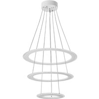 AUFUN Moderne LED Kronleuchter 3-Ring Kristall Höhenverstellbare lampe 128W Kaltweiß von AUFUN