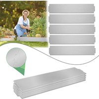 AUFUN Rasenkante Metall 5 m x 15 cm Verzinkt Beetumrandung Beeteinfassung Mähkante Palisade 5 Stücke 100 cm x 15 cm (L x H) Rasenkante Verzinkt-Silber von AUFUN