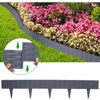 Rasenkante aus Rattan Kunststoff: 60m mit 60 Elementen á 100 cm in Grau - Flexibler Beetbegrenzer im Rattan-Optik Design für den Garten - Aufun von AUFUN