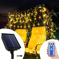 AUFUN Solar Lichternetz mit Fernbedienung & 8 Modi, IP 44 Wasserdicht Solar Lichter Netz Warmweiß, für Gartendeko Balkon(3x2M, 250LED) von AUFUN