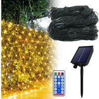 AUFUN Solar Lichternetz mit Fernbedienung & 8 Modi, IP 44 Wasserdicht Solar Lichter Netz Warmweiß, für Gartendeko Balkon(6x2M, 280LED) von AUFUN