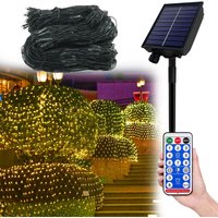 AUFUN Solar Lichternetz mit Fernbedienung & 8 Modi, IP 44 Wasserdicht Solar Lichter Netz Warmweiß, für Gartendeko Balkon(6x4M, 480LED) von AUFUN