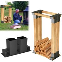 Holzstapelhilfe 8er Set, stabile Holzstapelhalter für Kaminholz Brennholz Stapelhilfe verzinkt Feuerholz (8 Stück, Schwarz) - Aufun von AUFUN