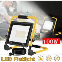 Led Baustrahler Baustellenlampe Tragbar mit Stecker, Strahler Arbeitsleuchte mit 3m Netzkabel, Baulampe mit Klappbügel, IP66(100W, Kaltweiß) - Aufun von AUFUN