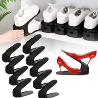 Einstellbare Schuhregale 10 Stück Schuhstapler/Schuhhalter Set, 3 höhenverstellbar, Platzsparend, rutschfest Kunststoff-schwarz - Aufun von AUFUN