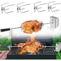 Grillspieß Set, mit 4 x Fleischklammer, 1 x Motor, elektrischer Edelstahl Drehspieß (Motor 220-240V), 107cm, für bbq Rotisserie, Drehspiess und von AUFUN