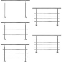 Aufun - Treppengeländer Edelstahl Handlauf für Treppen, innen und außen, Balkon, Geländer, silber, Länge: 180cm, mit 5 Stäben von AUFUN