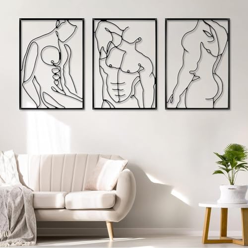 AUHOAZ 3 Stück Moderne Wanddeko Metall, Schwarzem Wanddekoration Aus Metall,Minimalistische Wandkunst Abstrakte Männer Hausdeko, Moderne Abstrakte Männer Körperdekoration Für Wohnzimmer von AUHOAZ