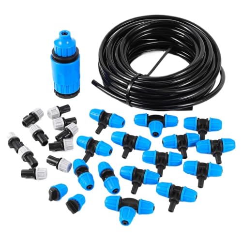 AUHOAZ 5–30 m automatische Bewässerungssets, 4/7 mm Schläuche, Schnellanschlüsse, verstellbare Nebeldüsen, Garten-Tropfbewässerungssystem (Color : 10M Blue) von AUHOAZ