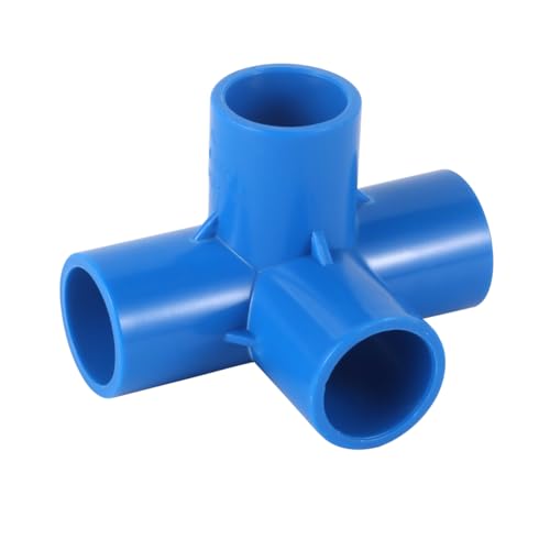 AUHOAZ Blauer 20/25/32 mm PVC-Rohrverbinder, gerader Winkel-T-Stück, Kreuz-Wasserrohr-Adapter, 3/4/5-Wege-Verbindung, for Garten, Obstgarten, Bewässerung (Color : 4-Way Joint, Size : ID 20mm) von AUHOAZ
