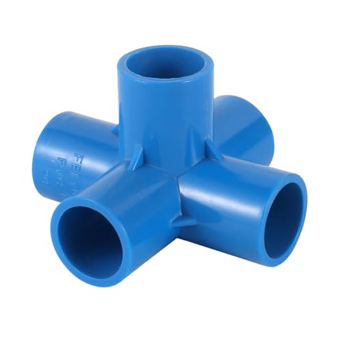 AUHOAZ Blauer 20/25/32 mm PVC-Rohrverbinder, gerader Winkel-T-Stück, Kreuz-Wasserrohr-Adapter, 3/4/5-Wege-Verbindung, for Garten, Obstgarten, Bewässerung (Color : 5-Way Joint, Size : ID 25mm) von AUHOAZ