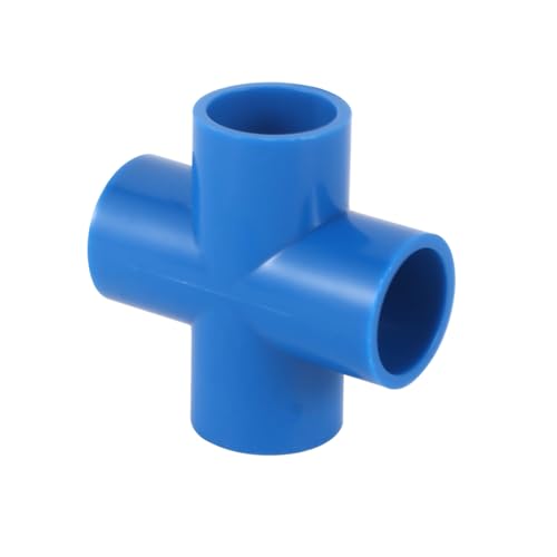 AUHOAZ Blauer 20/25/32 mm PVC-Rohrverbinder, gerader Winkel-T-Stück, Kreuz-Wasserrohr-Adapter, 3/4/5-Wege-Verbindung, for Garten, Obstgarten, Bewässerung (Color : Flat 4-Way Joint, Size : ID 20mm) von AUHOAZ