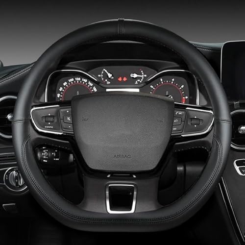 AUHOAZ Leder Auto Lenkradbezug für Kia Rio IV Hatchback (YB) 2020-2025, Mikrofaser Leder Lenkradabdeckung Lenkradschoner rutschfest Lenkradabdeckungen Mode Anti-Rutsch-Leder Auto Innenraum,Black-D von AUHOAZ